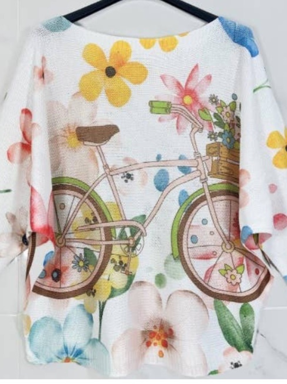245 ❤️ LOOWIE one size Daisy V-Neck
Knit Printed Long Sleeves Sweater